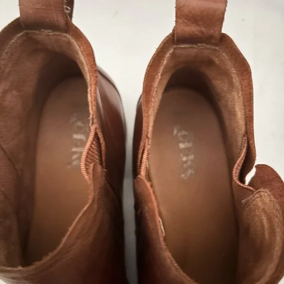 WOMENS KORKS KORK-EASE LEATHER ANKLE BOOTS COGNAC BROWN  SZ 9.5 - Picture 4 of 14